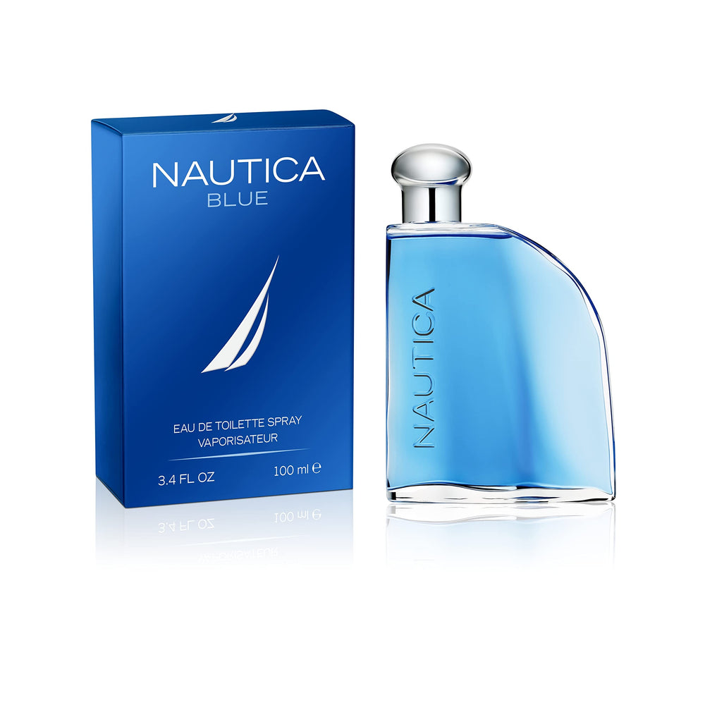 Nautica Blue EDT spray action captured for versatile everyday wear.