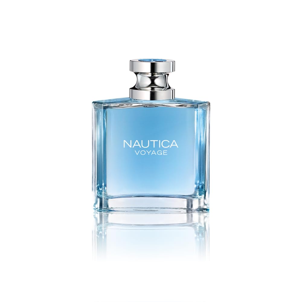 Nautica Voyage bottle front view showcases a fresh coastal fragrance for daily wear.