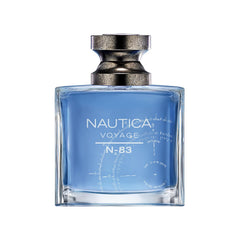 Nautica Voyage N83 bottle-front showcases oceanic fragrance profile for everyday confidence.