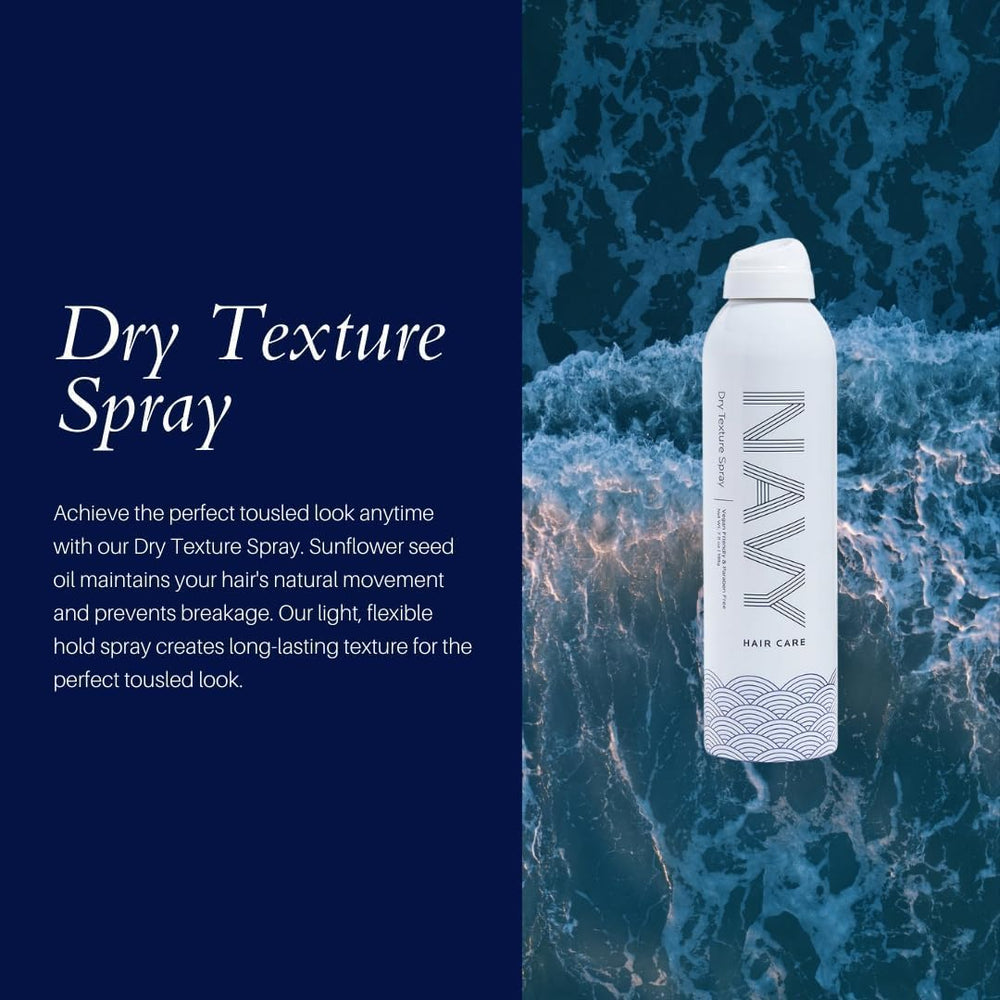NAVY HAIR CARE Dry Texture Spray styled bun with added volume