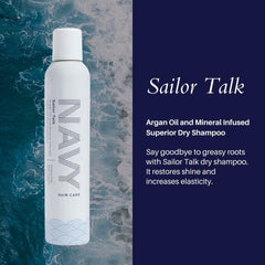 NAVY HAIR CARE Sailor Talk Dry Shampoo roots-absorb demonstrates oil control between washes.