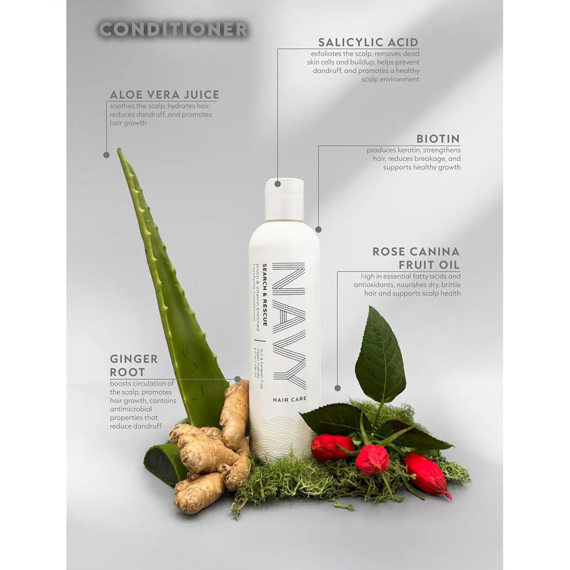 NAVY HAIR CARE Shampoo pour bottle closeup for easy, refreshing wash.