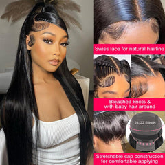Nawpum 180-density straight wig cap close-up highlights full, natural-looking fullness.