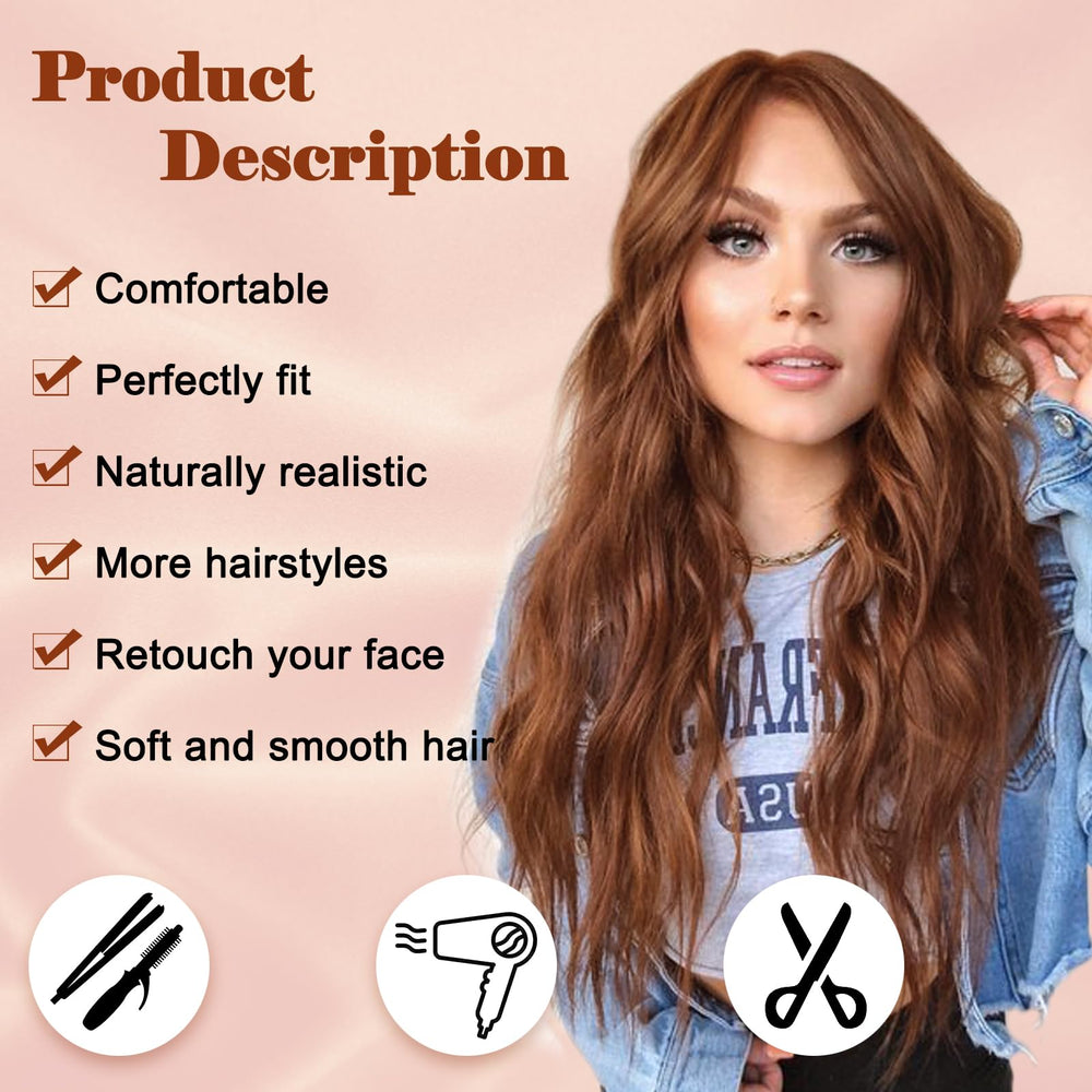 NAYOO auburn wavy wig hairline realistic for seamless looks