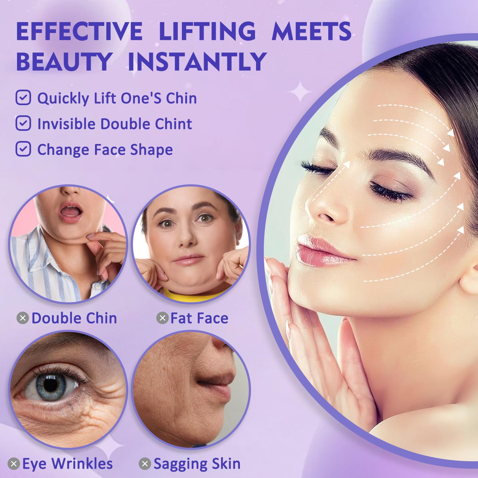 NBF face lift tape application close-up showing seamless skin adhesion