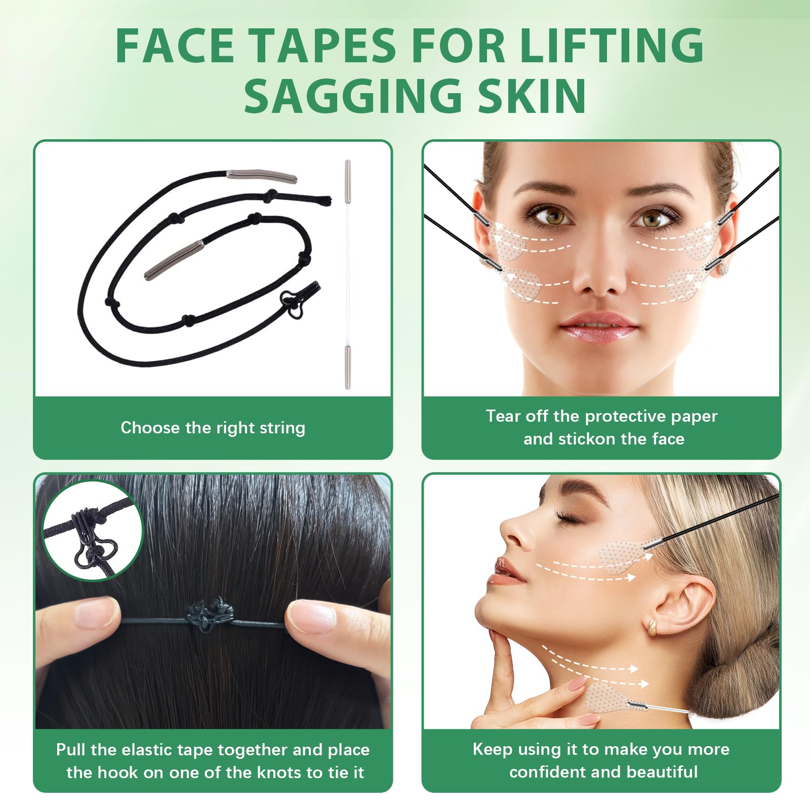 NBF Face Lift Tape packaging includes 160pcs and rope sets