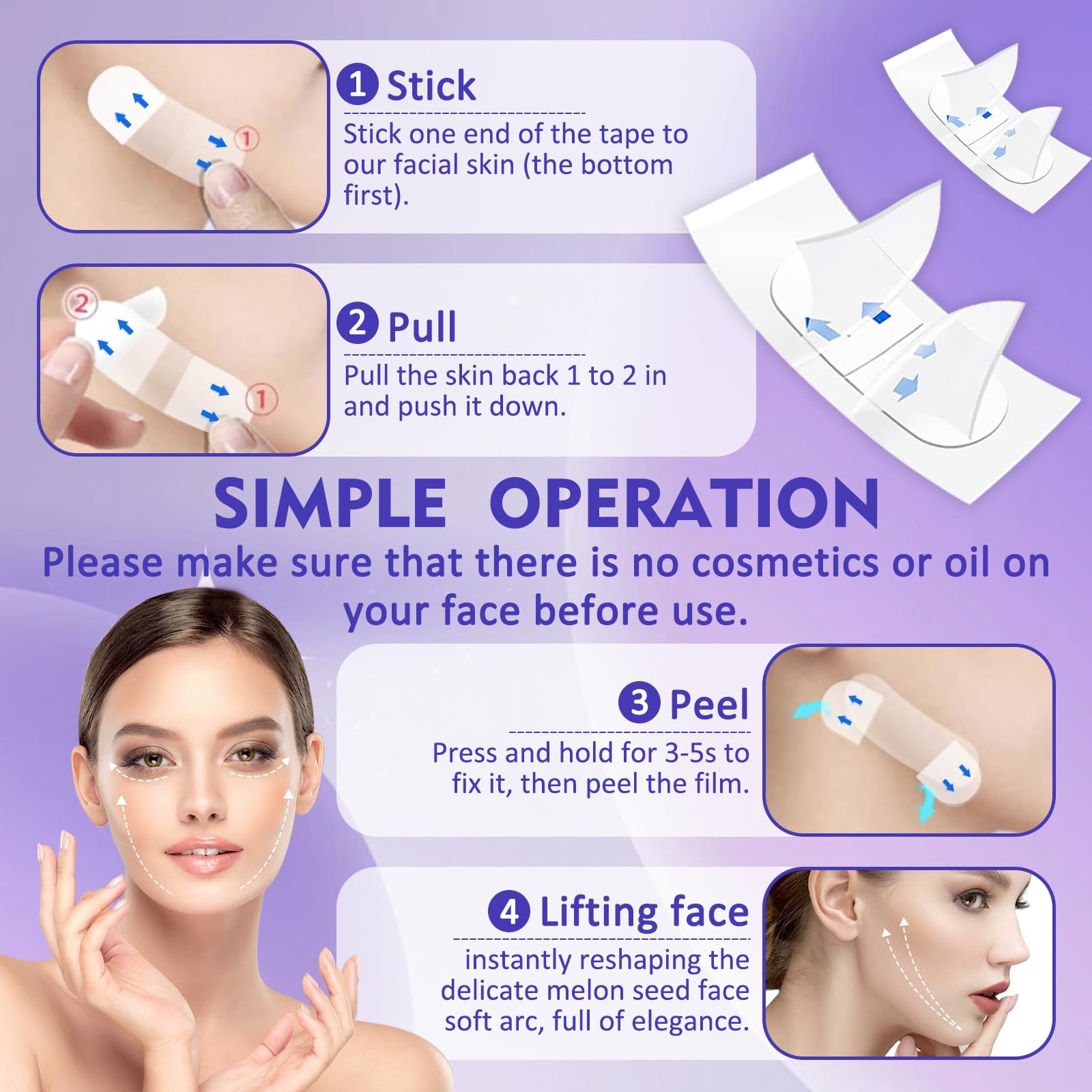 NBF face lift tape packaging and instruction booklet for easy use