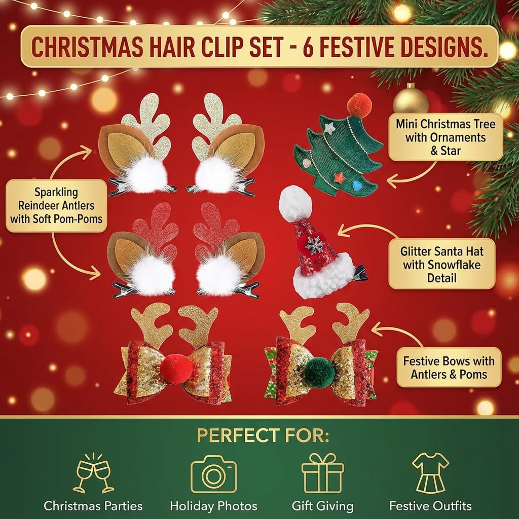 NBjiuyin Christmas hat hair clip close-up creates fun seasonal flair.