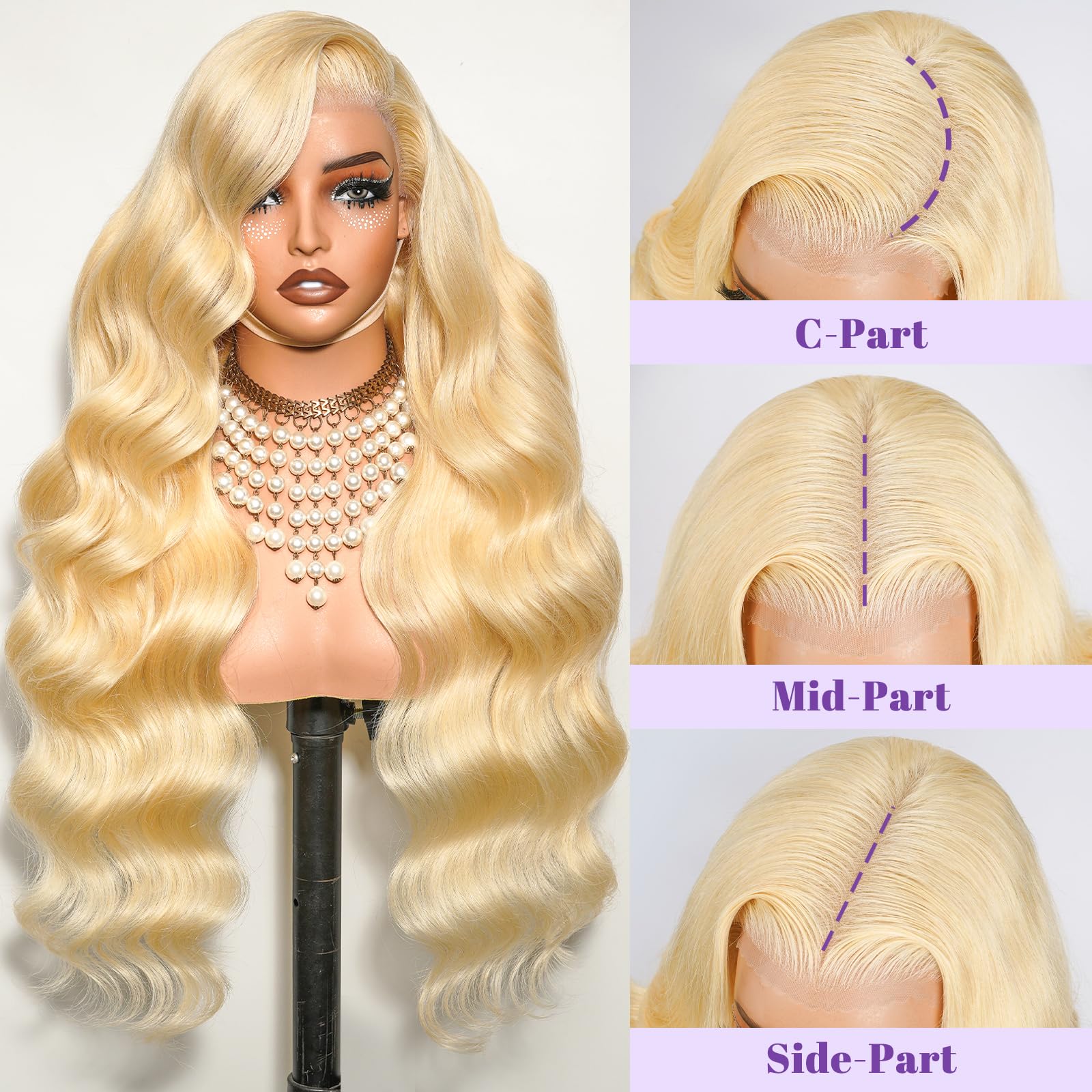 NBRUW blonde 613 wig with HD lace-front and baby hair for realistic hairline