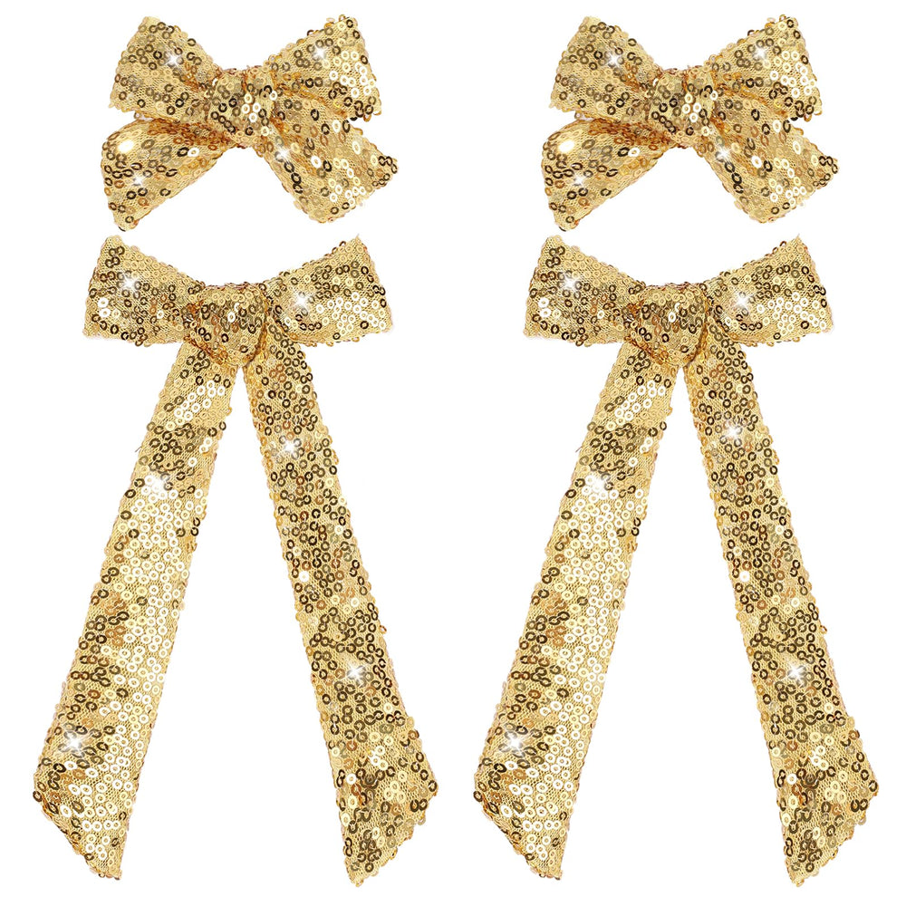 NCMAMA gold glitter hair bows with alligator clips add sparkle for party photos