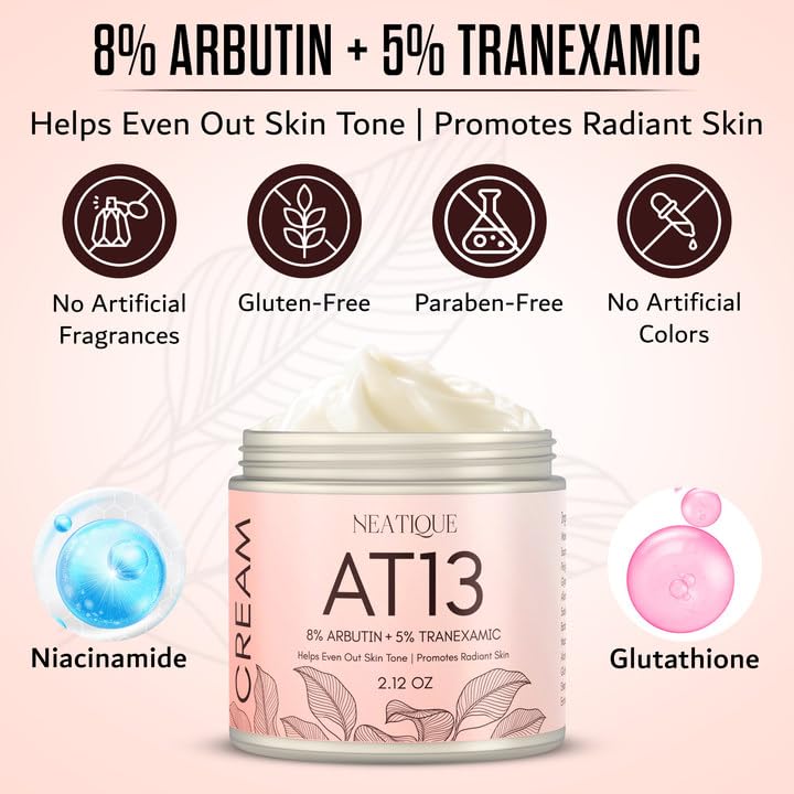 Neatique arbutin TXA-5pct bottle front highlights pigment-control formula.