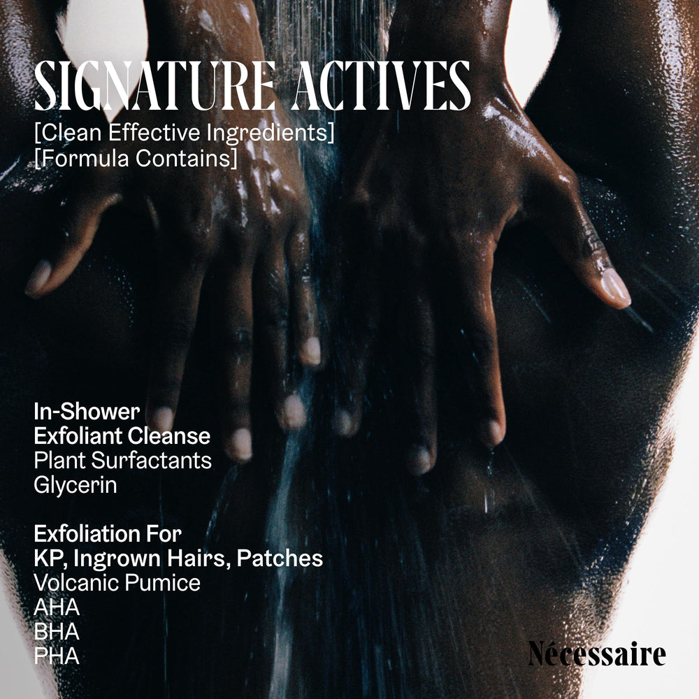 Nécessaire The Body Exfoliator base-layer concept, prepares skin for subsequent products.