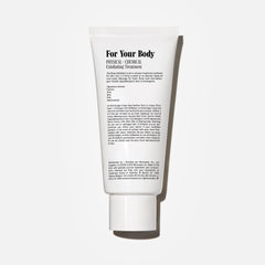 Nécessaire The Body Exfoliator label close-up, clean formula with dermatologist-tested reassurance.