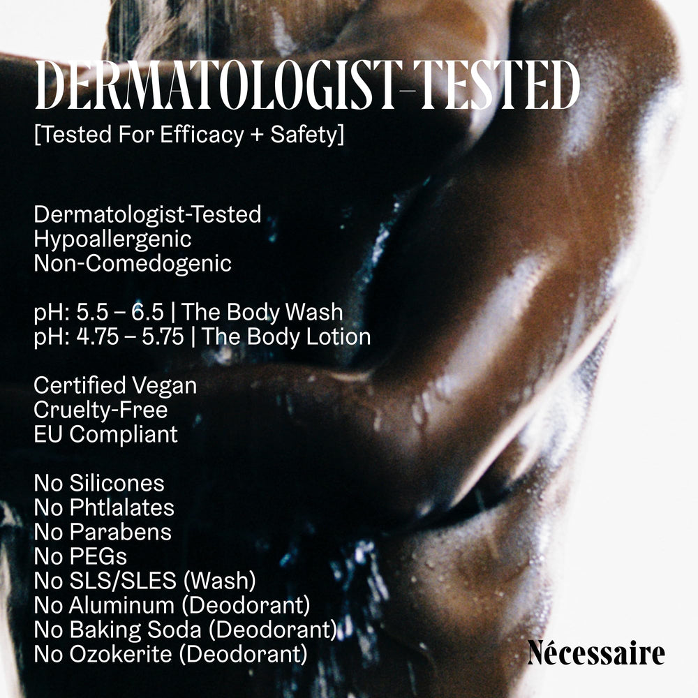 Nécessaire Body Lotion bottle illustrating daily hydration and lightweight texture.