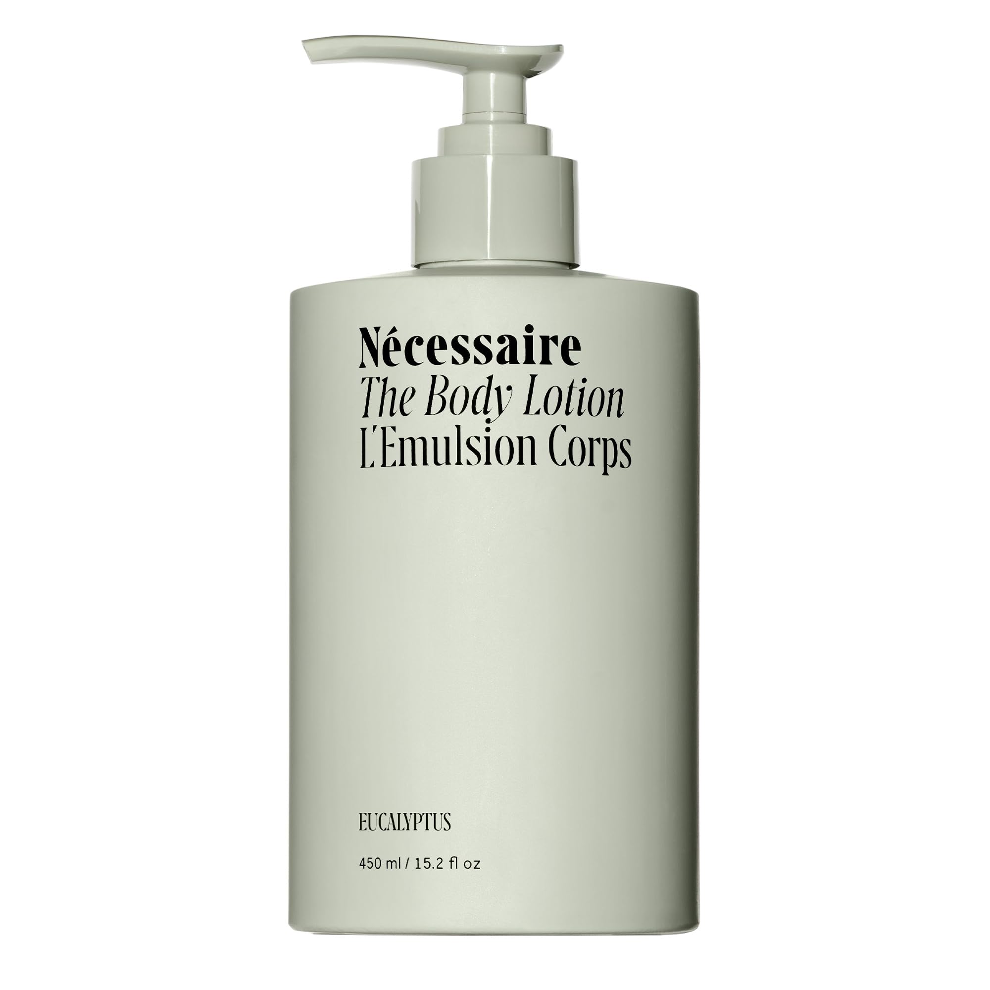 Nécessaire The Body Lotion Eucalyptus bottle shows daily firming moisturizer for all skin types.