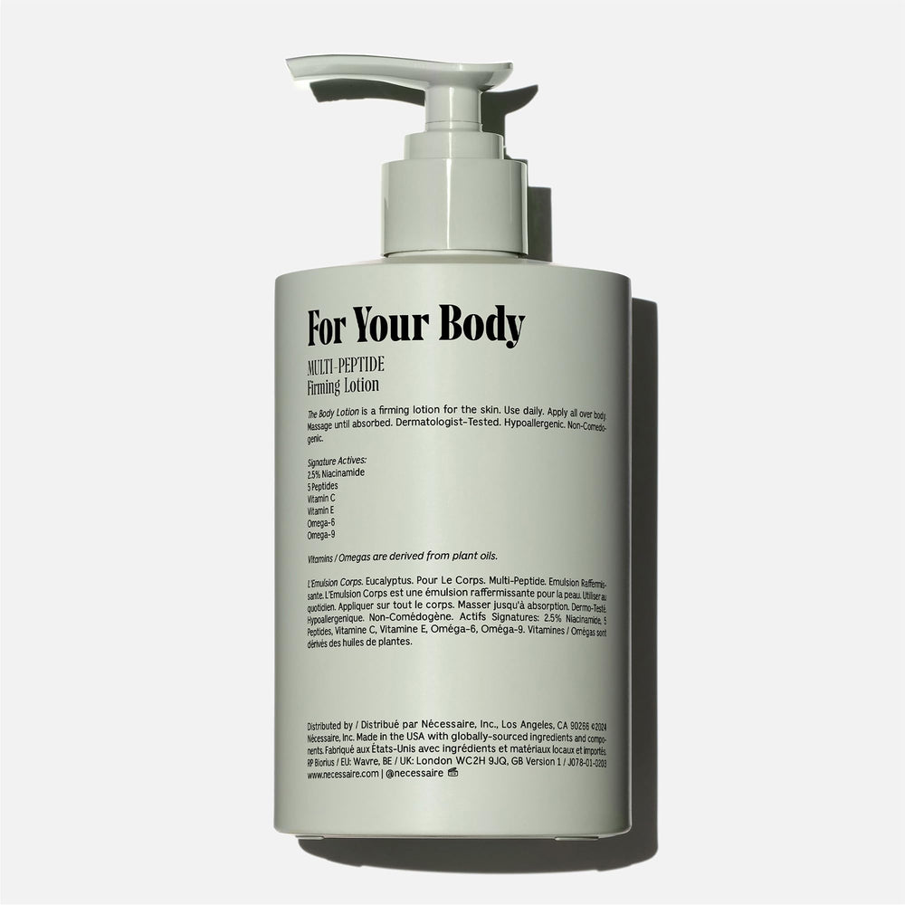 Non-greasy, fast-absorbing texture of Nécessaire The Body Lotion Eucalyptus in a close-up.