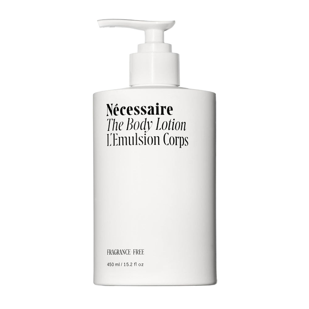 Nécessaire fragrance-free body lotion pump bottle delivers long-lasting hydration.