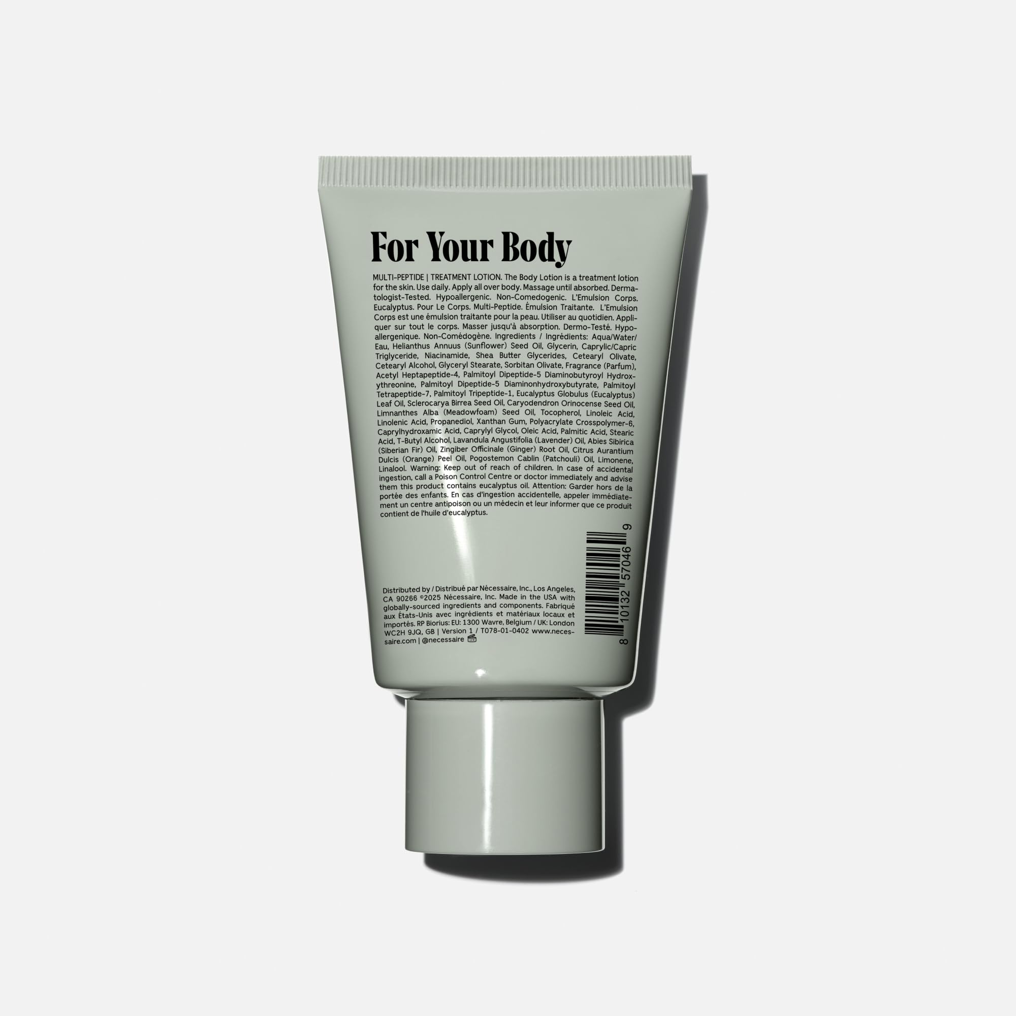 Close-up of texture of Nécessaire body lotion mini eucalyptus for smooth skin.