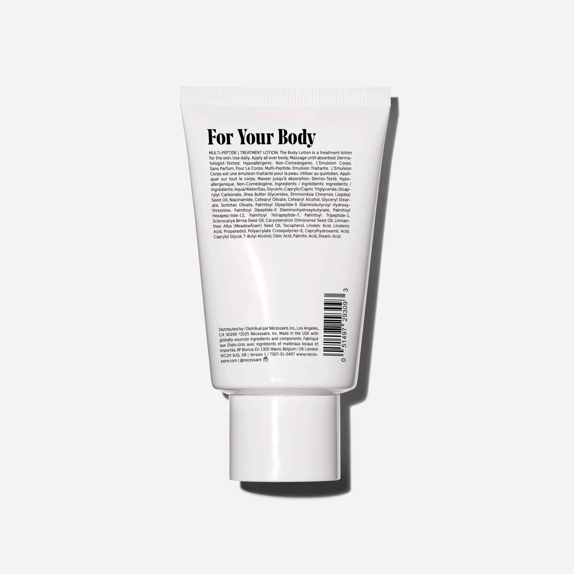 Nécessaire body lotion texture demonstrates fast-absorbing, non-greasy finish