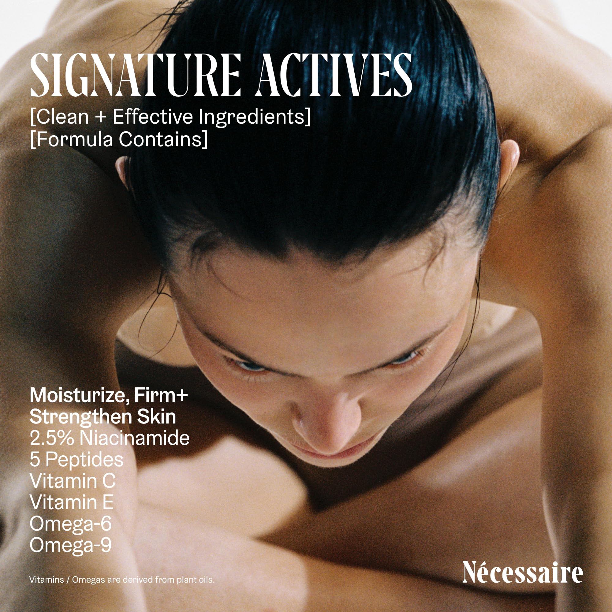 Nécessaire body lotion texture swatch shows quick-absorbing non-greasy finish.
