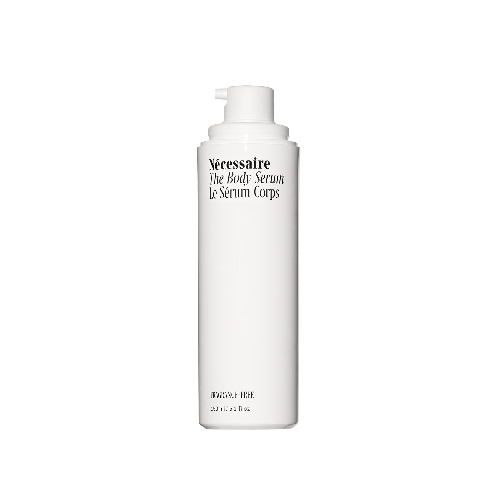 Nécessaire The Body Serum bottle delivers lightweight hydration for dry skin
