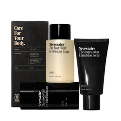 Nécessaire Body Wash bottle showcasing the Santal-inspired scent and cleansing action.