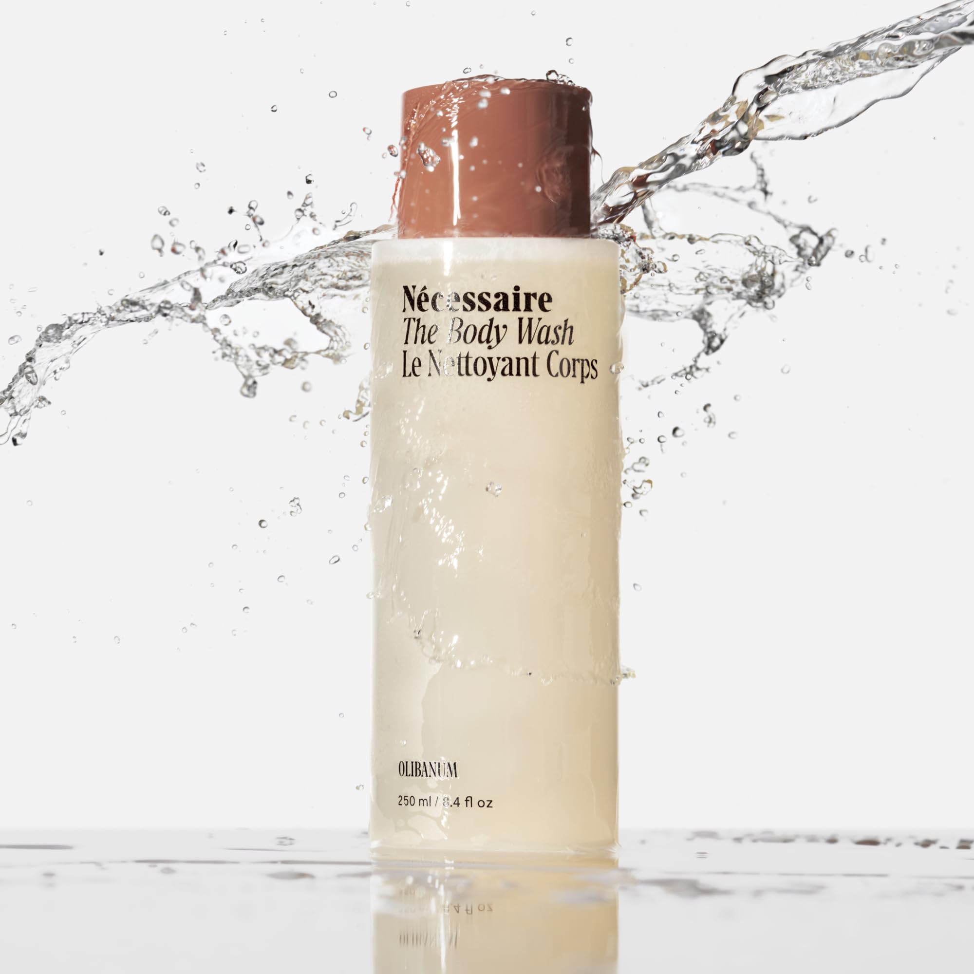 Nécessaire Body Wash with vanilla, fig leaf, and cassis notes highlighting sensory fragrance profile.