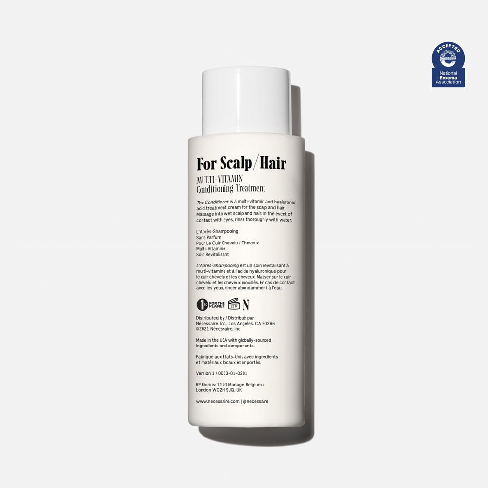 Nécessaire The Conditioner dispensing close-up shows easy, mess-free daily use.