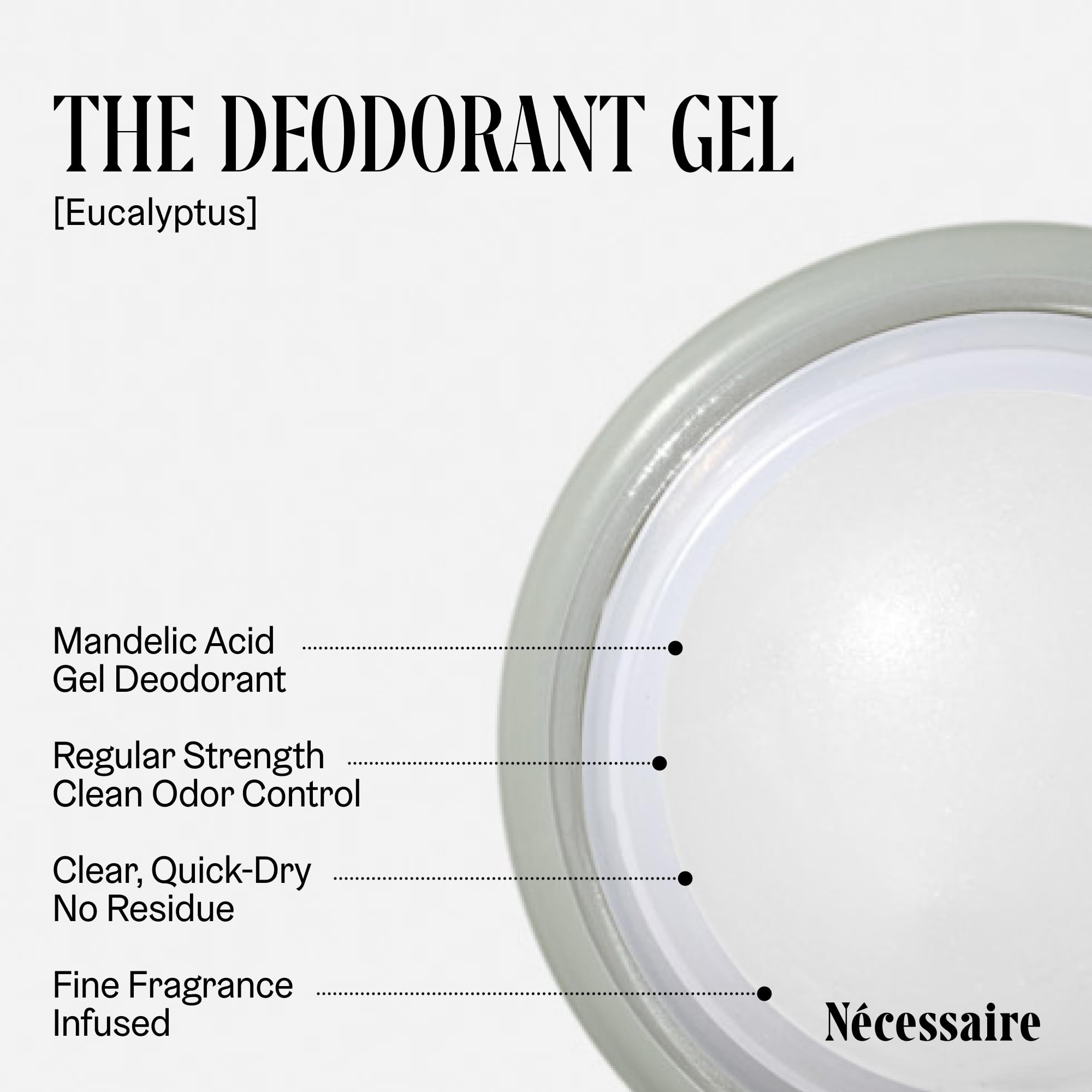 Close-up of clear, quick-dry gel texture from Nécessaire
