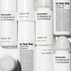 Nécessaire Deodorant Gel fragrance-free label communicates sensitive-skin suitability.