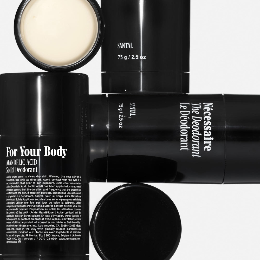 Nécessaire The Deodorant Santal packaging back shows ingredients and vegan status
