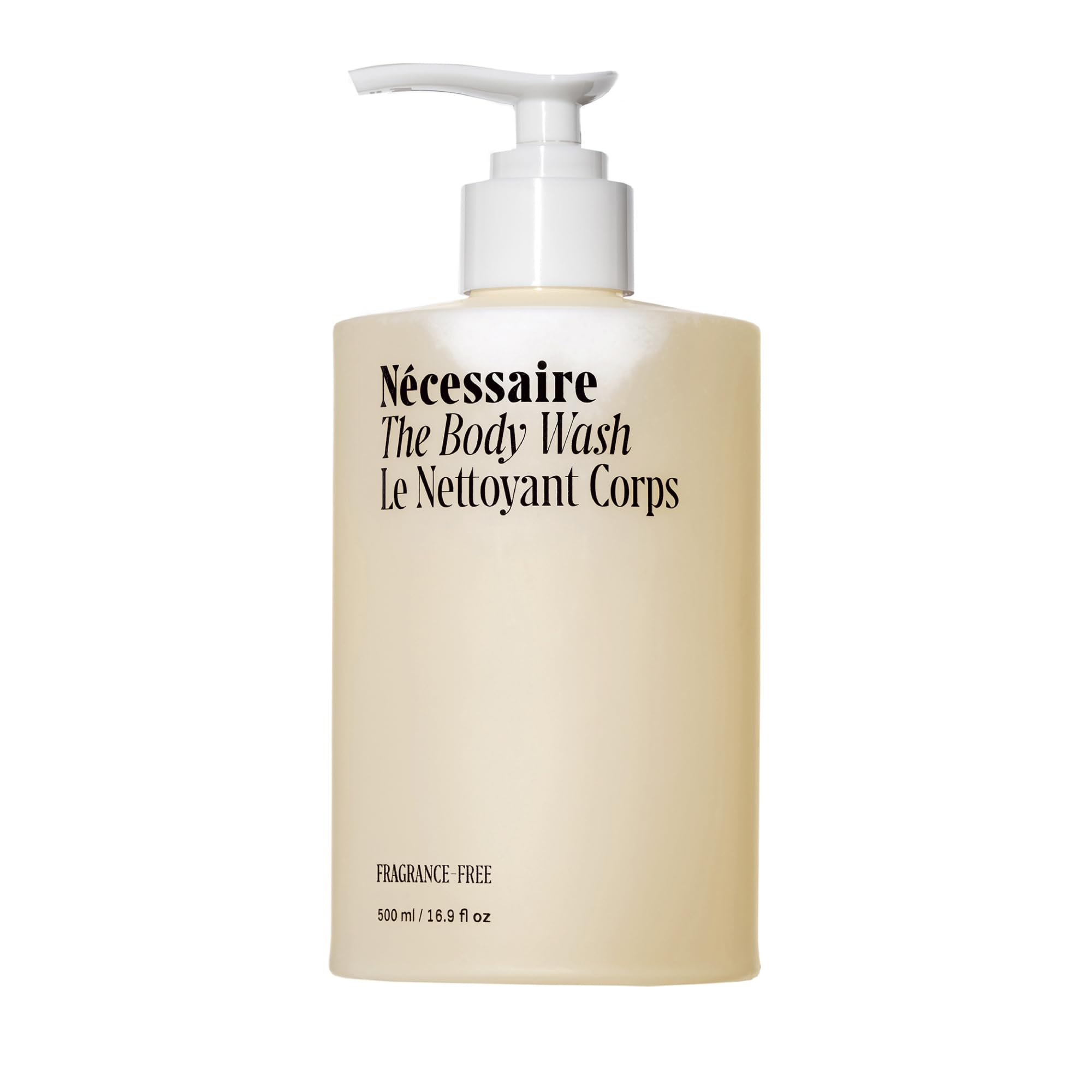 Nécessaire fragrance-free body wash bottle for daily barrier support.