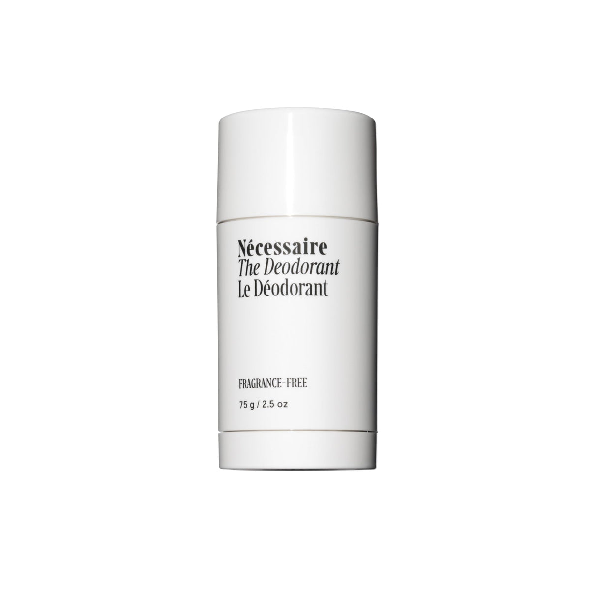 Nécessaire fragrance-free deodorant packshot showing fragrance-free formula for sensitive skin.
