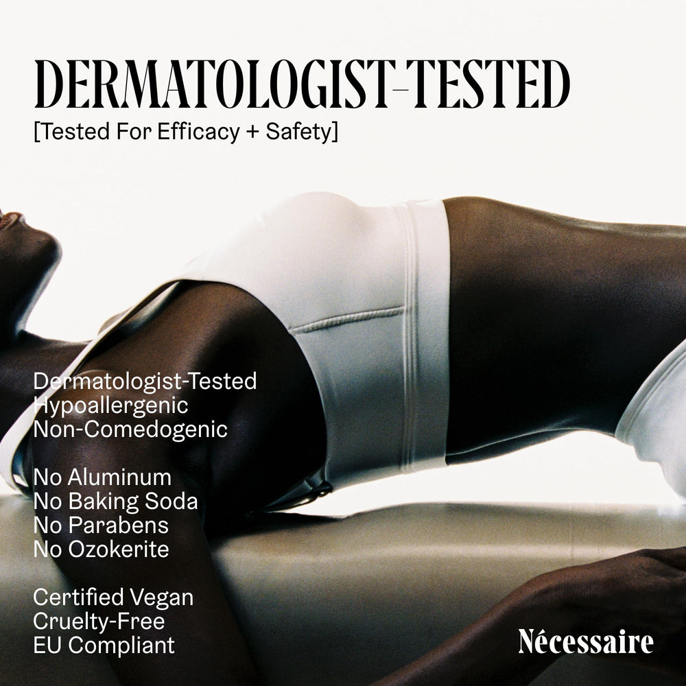 Nécessaire fragrance-free deodorant twist-open cap demonstrates easy daily use.