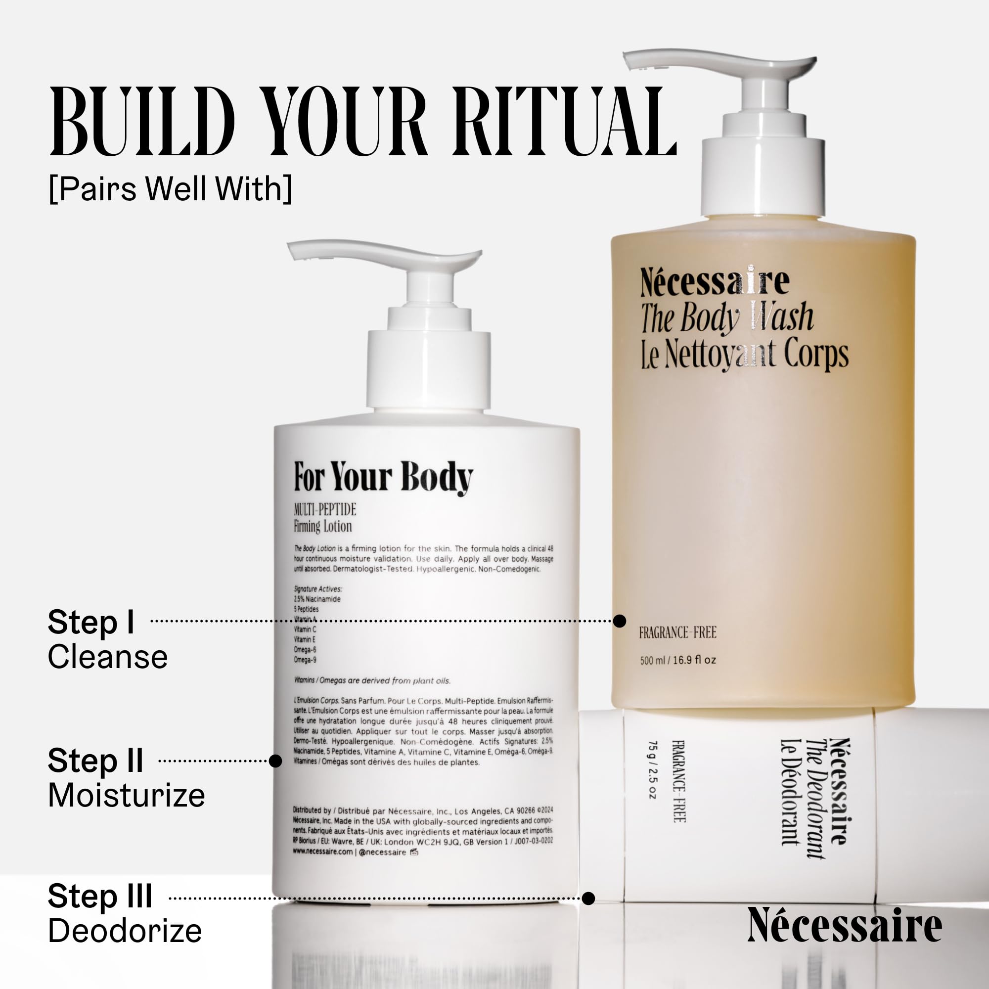 Nécessaire fragrance-free deodorant vegan symbol emphasizes ethical care.