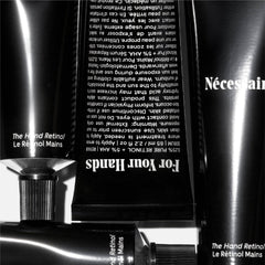 Nécessaire Hand Retinol crepiness-wrinkles closeup highlights targeted care for hand texture.