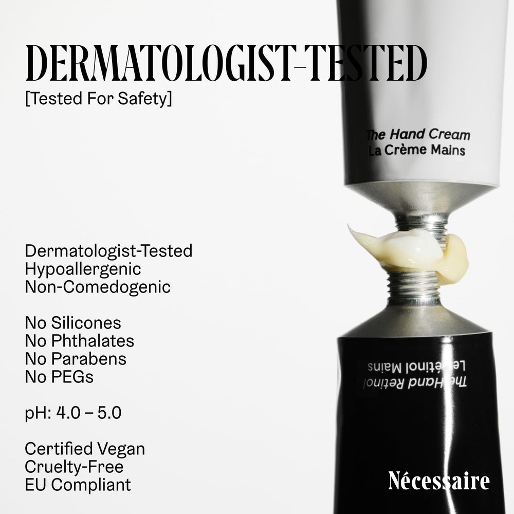 Nécessaire Hand Retinol cuticles-care closeup illustrates nourishing support for brittle cuticles.