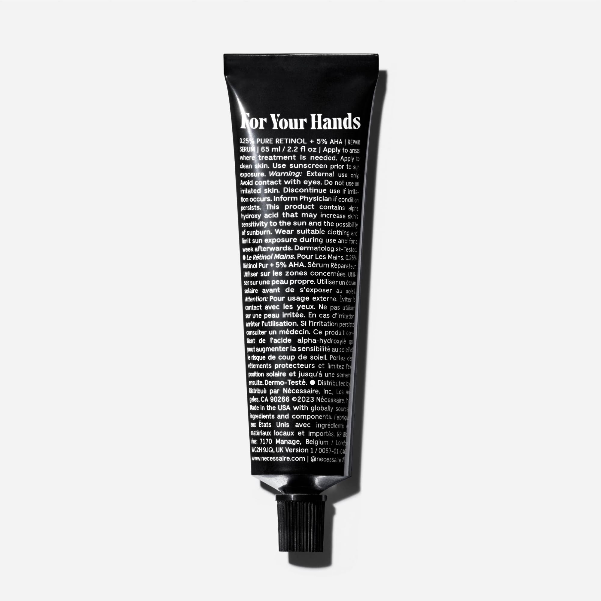 Nécessaire Hand Retinol night routine near-dim lighting signals calming, consistent use.