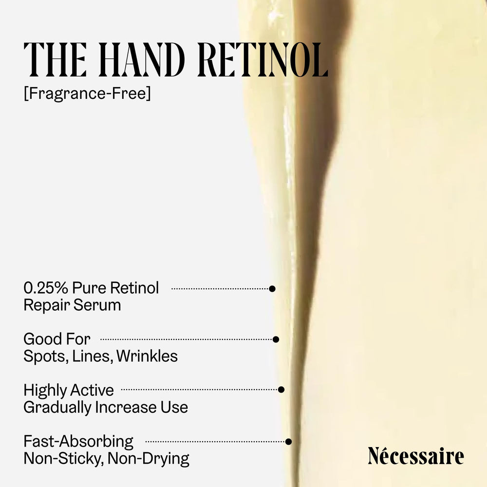 Nécessaire Hand Retinol serum-swirl-on-skin shows texture improvement during application.
