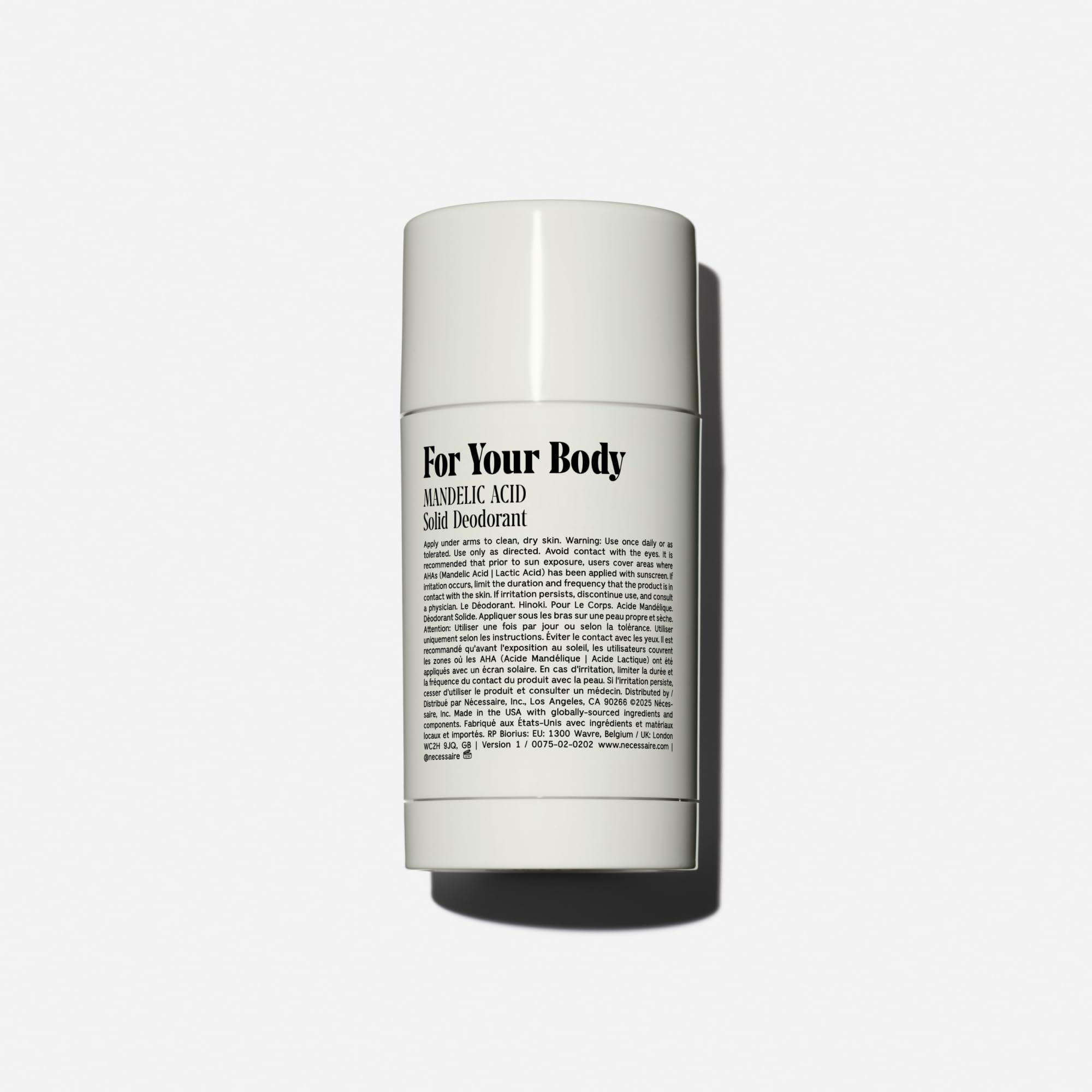 Nécessaire Hinoki deodorant applied on arm demonstrates smooth glide and quick dryness.