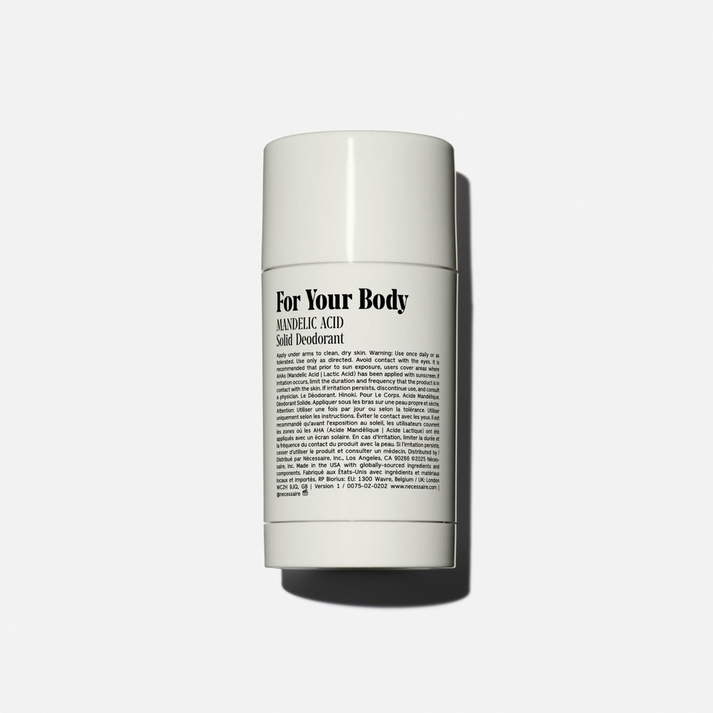 Nécessaire Hinoki deodorant applied on arm demonstrates smooth glide and quick dryness.