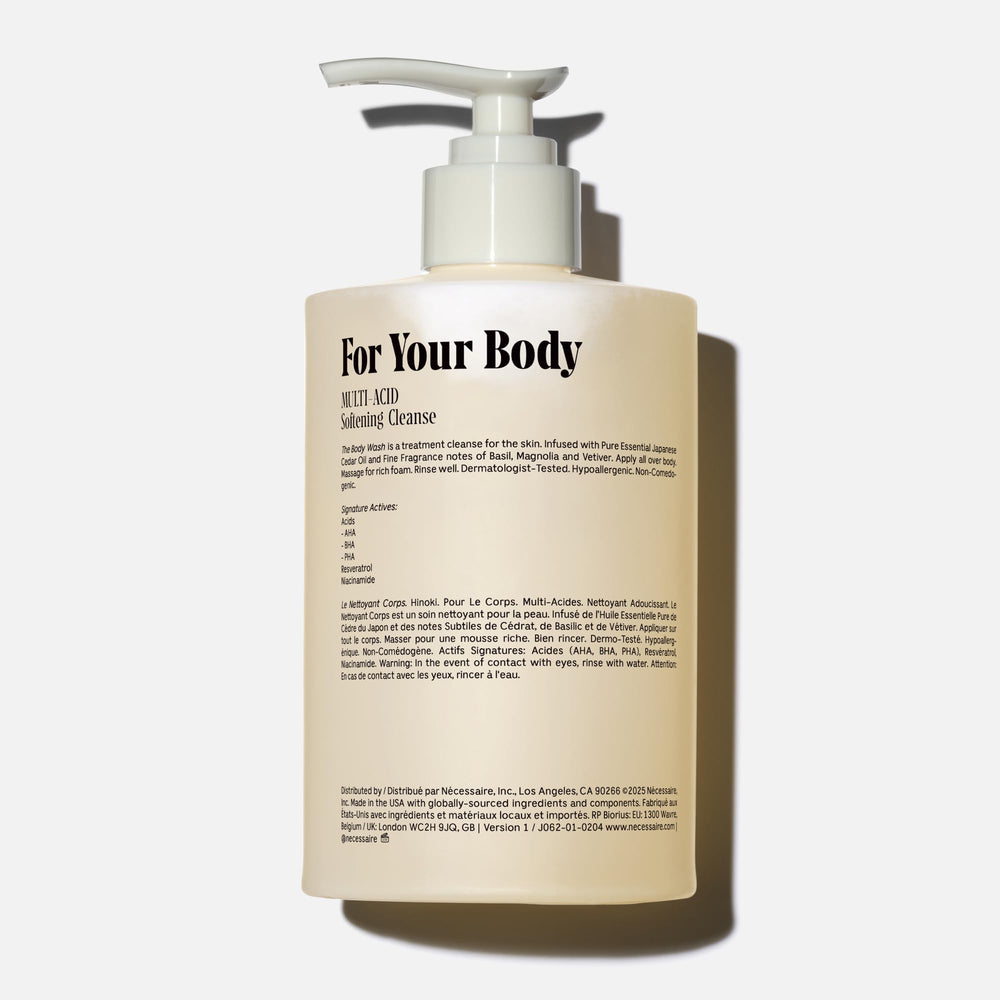 Nécessaire Hinoki foamy lather demonstrates rich texture ideal for refreshing showers.