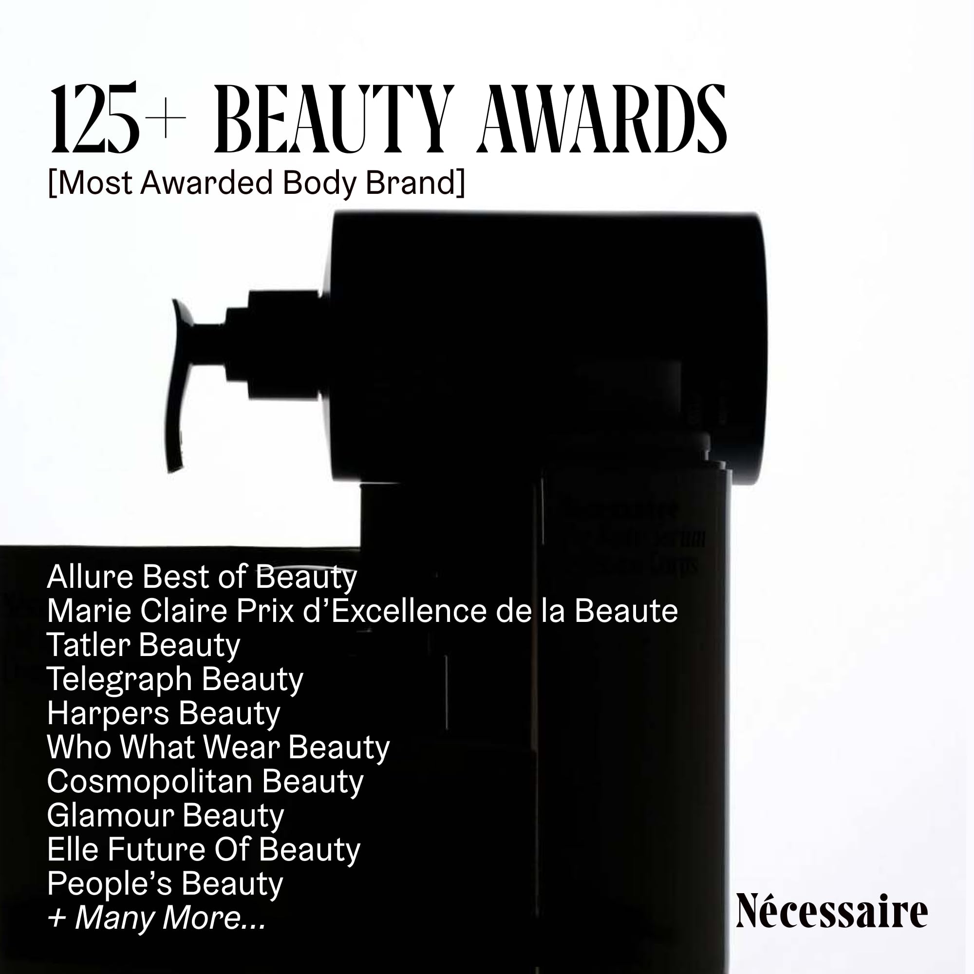 Hypoallergenic, dermatologist-tested Nécessaire formula emphasized for sensitive skin.