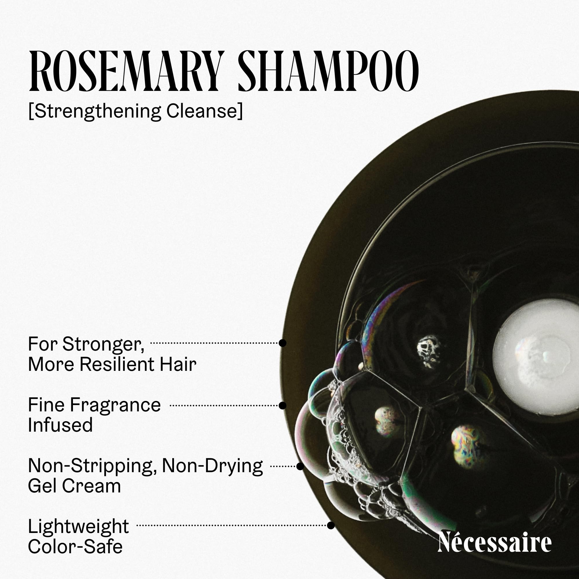 Nécessaire Rosemary Conditioner swirl illustrates lightweight detangling for all hair types.