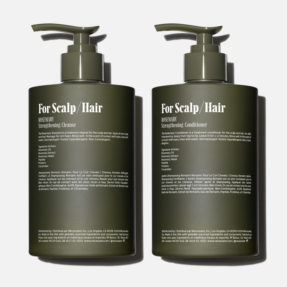 Nécessaire Rosemary Hair Duo conditioner bottle ready to detangle and soften hair.