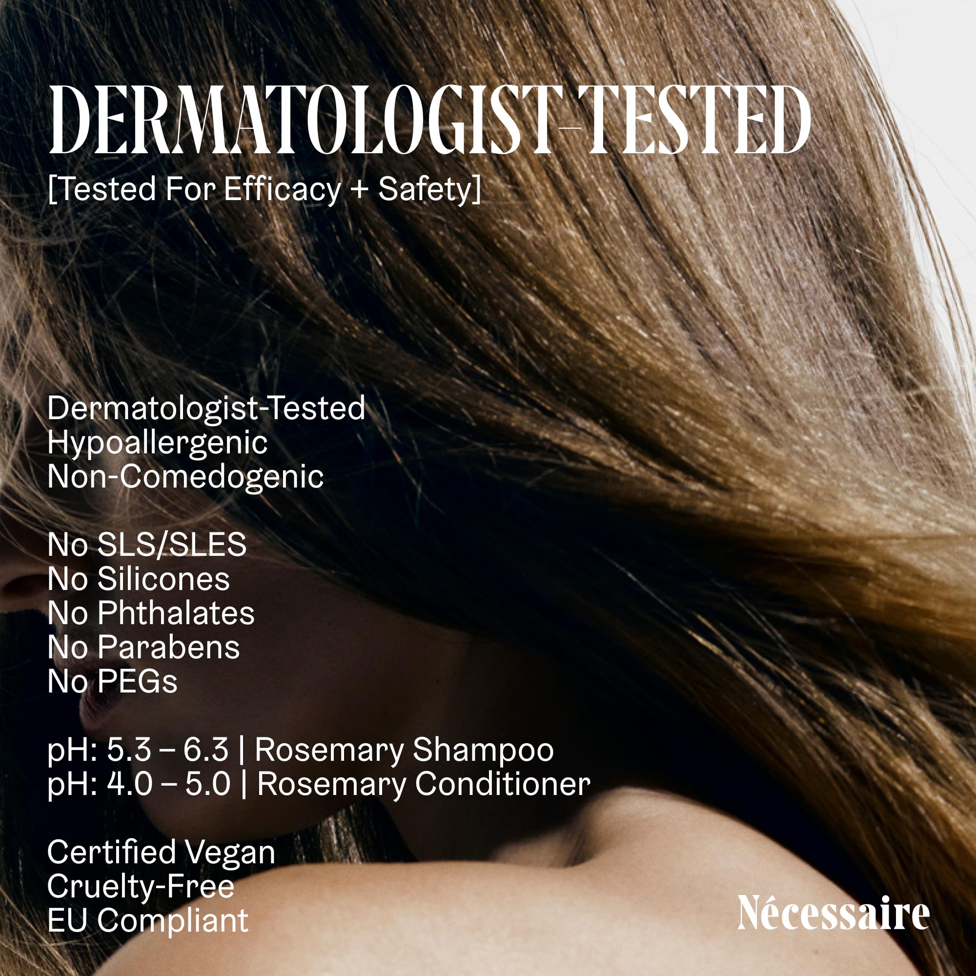 Nécessaire Rosemary Hair Duo hands applying conditioner for easier detangling.