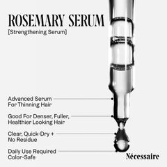 Nécessaire Rosemary Serum with rosemary ingredients emphasizing natural scalp care.