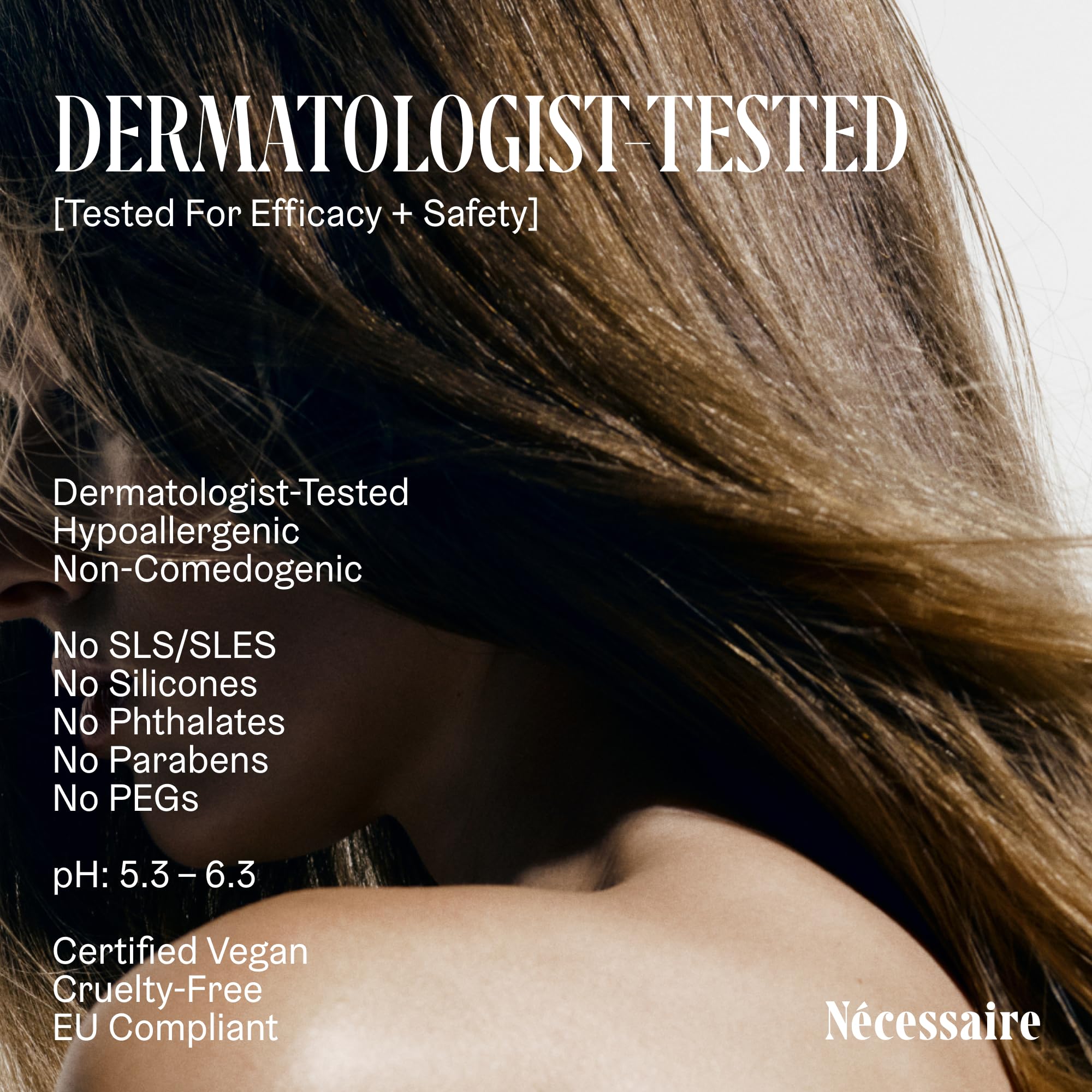 Nécessaire Rosemary Shampoo color-safe tag, showing compatibility with color-treated hair.