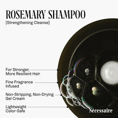 Nécessaire Rosemary Shampoo plant proteins shown, hinting at strength support for hair fibers.