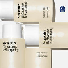 Nécessaire The Shampoo Mini lather highlights hyaluronic acid for a gentle, non-drying cleanse.